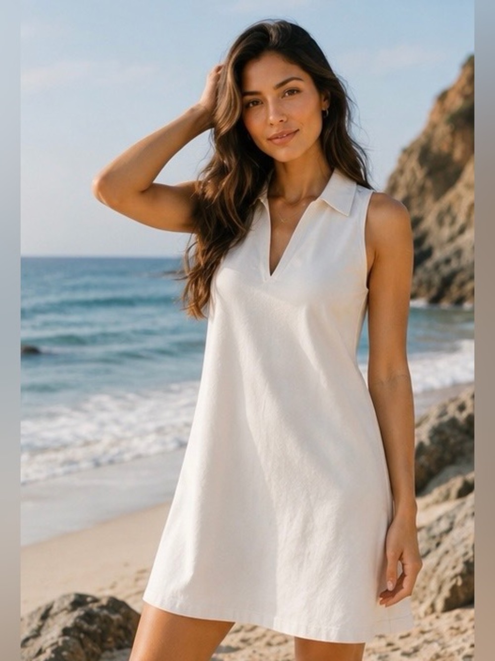 NWOT White Sleeveless V-Neck Dress